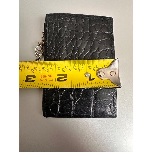 Carlos Falchi Black Croc-Embossed Leather Keychain Wallet With Snap Closure - Picture 9 of 12